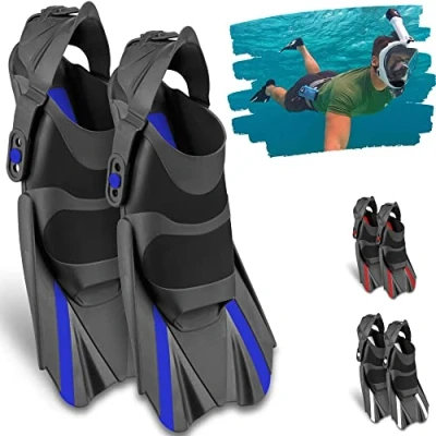 Abbildung von Khroom verstellbare Kurzflossen Erwachsene Gr. 36 47 Zum Schnorcheln und Schwimmen Made in Italy Premium Taucherflossen mit Umhängetasche Schwimmflossen (Rot,42 47)