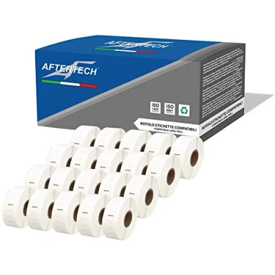 Abbildung von Aftertech 20 x 11352 25 54 mm kompatible Klebeetiketten (500 Etiketten/Rolle = 10000 insgesamt) für Dymo LabelWriter Seiko SLP Etikettiermaschinen S0722520 20x11352