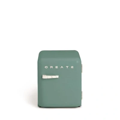 Abbildung von CREATE / Retro FRIDGE 50 MARBLE/Kühlschrank in Salbeigrün, Griff Marmor 85W, Minibar, eine Regalfläche, Design, 50cm, zwei Ablagen, 48L Fassungsvermögen, energiesparend, 50x44x49,8cm