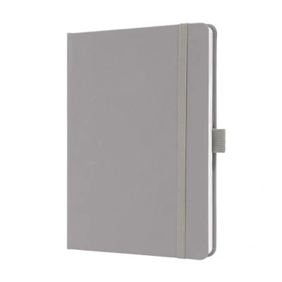 Abbildung von Sigel JN403 Notizbuch Tagebuch Jolie, ca. A5, liniert, 100 g/qm, Hardcover mit Textileinband, Gummiband, Stifteschlaufe, Einstecktasche, grau, vegan, aus nachhaltigem Papier