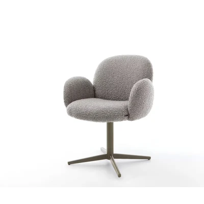 Abbildung von Drehstuhl Nube Flex mit Armlehnen Bouclé Silbergrau Fußkreuz Effektfinish Titan 360 drehbar Taschenfederkern