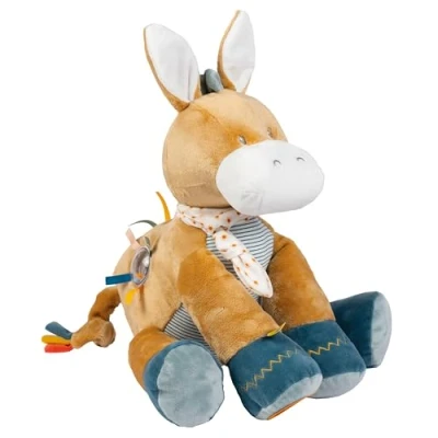 Abbildung von Nattou Aktiv Kuscheltier aus Polyester, Esel Leo mit Rassel, Spiegel und mehr, Ca. 45 cm, Felix Leo, Beige
