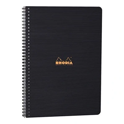 Abbildung von Rhodia 119940C Meetingbook Notizbuch (mit Doppelspiralbindung, 5 Register, bedruckt, liniert, repositionierbar, DIN A4, 21 x 29,7 cm, 90 g, 80 Blatt) 1 Stück schwarz