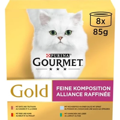 Abbildung von GOURMET PURINA Gold Feine Komposition Katzenfutter nass, Sorten Mix, 12er Pack (12 x 8 Dosen à 85g)