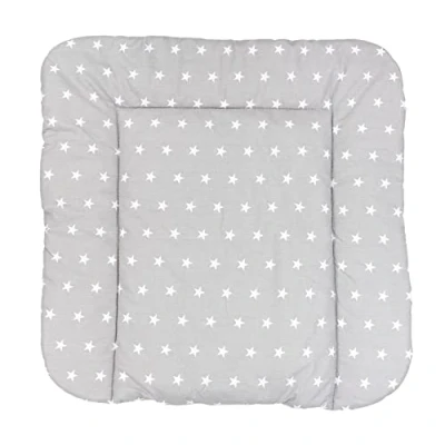 Abbildung von TupTam Baby Wickeltischauflage mit Baumwollbezug Gemustert, Farbe: Sterne Grau, Größe: 70 x cm