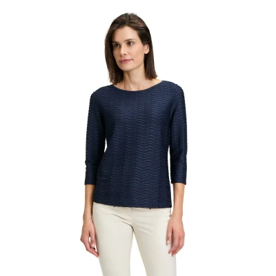 Abbildung von Betty Barclay Struktur MIT Ubootausschnitt Langarmshirt, Damen, Größe: 36, Dunkelblau