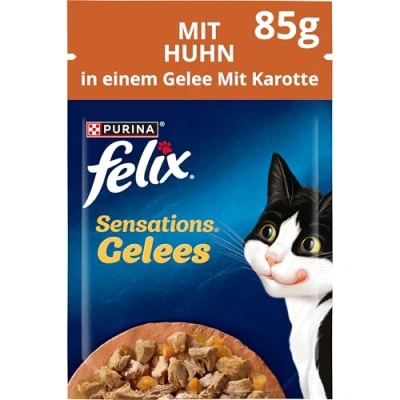 Abbildung von FELIX Sensations Gelees Katzenfutter nass, mit Huhn &amp; Karotte in Gelee, 26er Pack (26 x 85g)