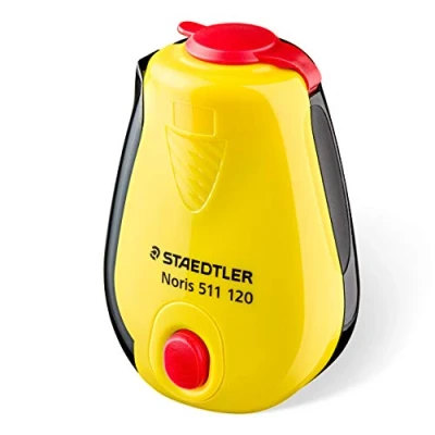 Abbildung von STAEDTLER Spitzdose Noris, für Stifte bis 8,2 mm, geeignet Links und Rechtshänder, Ratschenfunktion, Spitzstoppanzeige, 12 Spitzdosen im shelf ready packaging, 511 120