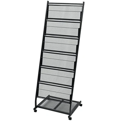 Abbildung von Festnight Prospektständer Prospekthalter aus Stahl A4 mit Rollen 47,5 x 43 133 cm Schwarz