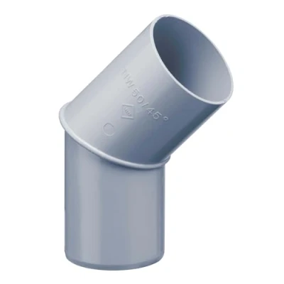 Abbildung von INEFA Regenrohrbogen 45 Grad für Fallrohr, PVC DN100 / 100mm Grau Verbindungsstück Dachrinnenzubehör, einfache Steckmontage, Made in Germany