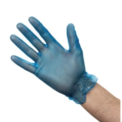 Abbildung von UNIGLOVES Unicare GS0095 Einmalhandschuhe, Vinyl, gepudert, Blau, Größe XL, 100 Stück