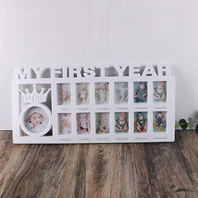 Abbildung von Baby Bilderrahmen Erinnerung für Erste Jahr 12 Monate Fotorahmen Collage Mein Erstes Wachstumsrekord Babygeschenke Neugeborene Babyparty Ersten Geburtstag