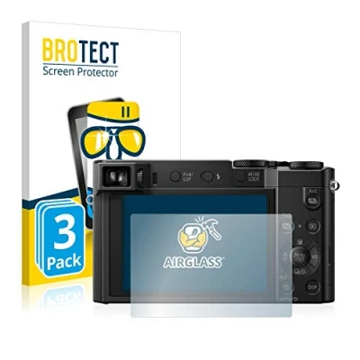 Abbildung von BROTECT Schutzglas für Panasonic Lumix DMC TZ101 (3 Stück) Schutzfolie Panzer Folie Glas [Extrem Kratzfest 9H, Anti Fingerprint, Ultra Transparent]