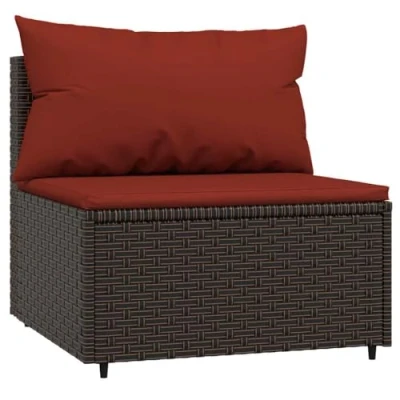 Abbildung von vidaXL Loungesofa Garten Mittelsofa mit Kissen Braun Poly Rattan, 1 Teile