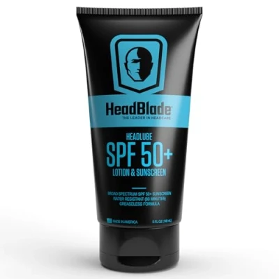 Abbildung von HeadBlade HeadLube SPF 50 Männer Lotion und Sonnencreme Ohne Fettigkeit, schweißresistent, formuliert für Gesicht, Körper Kopfhaut Wasserfest 80 Minuten, 148 ml