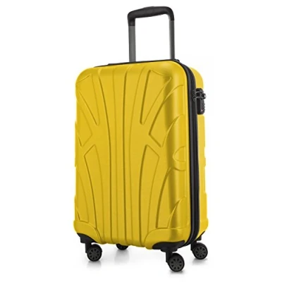 Abbildung von suitline Handgepäck Hartschalen Koffer Trolley Rollkoffer Reisekoffer, TSA, 55 cm, ca. 34 Liter, 100% ABS Matt, Gelb