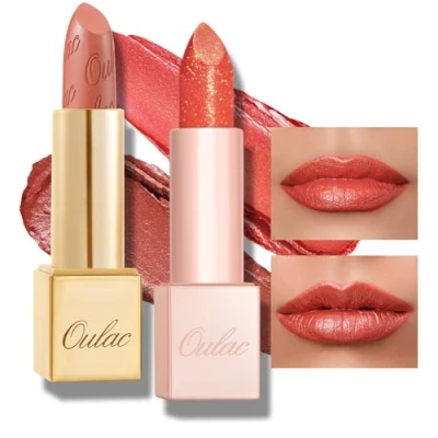 Abbildung von OULAC Koralle Feuchtigkeits Glanz Lippenstift, Diamant Reflexion Partikeloberfläche, Feuchtigkeitsspendende Formel, Feuchtigkeit und für die Lippen,Vegan Glutenfrei