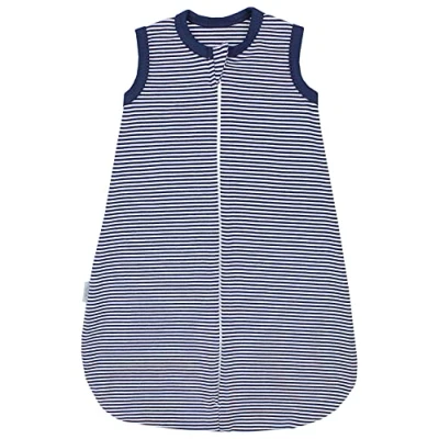 Abbildung von TupTam Sommerschlafsack Baby Schlafsack OEKO TEX zertifizierten Materialien 0.5 TOG Unisex, Farbe: Streifenmuster Dunkelblau, Größe: 74 80