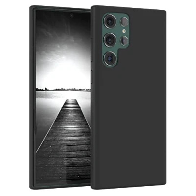 Abbildung von EAZY CASE Premium Silikon Handyhülle kompatibel mit Samsung Galaxy S22 Ultra 5G, Slimcover Kameraschutz und Innenfutter, Silikonhülle, Schutzhülle, Bumper, Handy Case, Hülle, Softcase, Schwarz