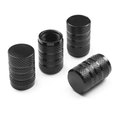 Abbildung von Pitlane Performance® Alu Ventilkappen 4 Stück Ventildeckel; Aluminium Auto Reifen Schrader Ventil; Ventilabdeckung Reifenventil Kappen PKW SUV Motorrad Fahrrad (Schwarz, Komfort)