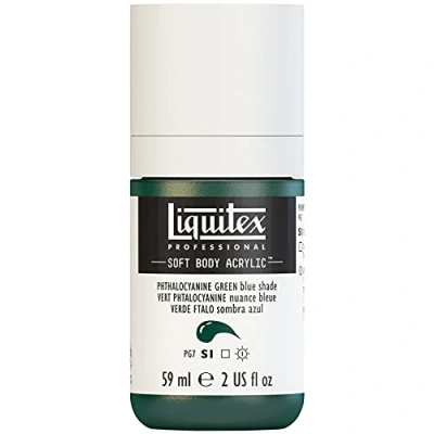 Abbildung von Liquitex 1959317 Professional Acrylfarbe Soft Body Künstlerfarbe in cremiger deckender Konsistenz, hohe Pigmentierung, lichtecht &amp; alterungsbeständig, 59ml Flasche Phthalogrün (Blauton)