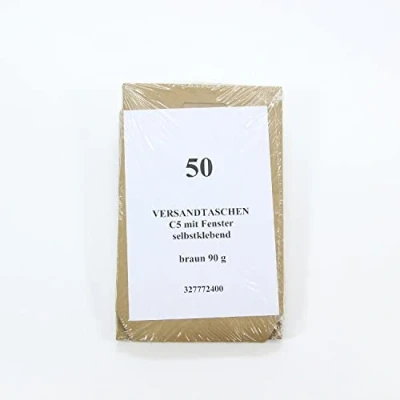 Abbildung von Elepa Versandtaschen C5 mit Fenster 90g/qm selbstklebend braun VE=50 S