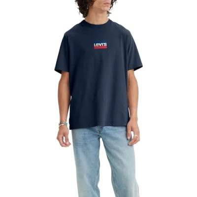 Abbildung von Levi&#039;s Graphic Crewneck TEE Tshirt print, Herren, Größe: Large, Dark blue