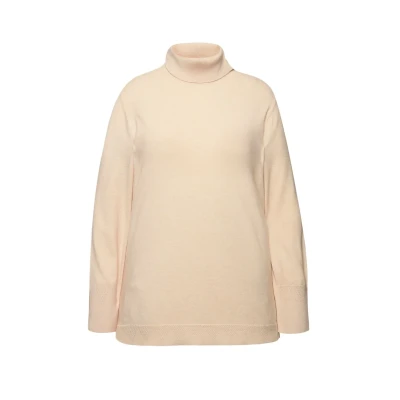 Abbildung von Ulla Popken Rollkragen Breite Langarm Strickpullover, Damen, Größe: 42/44, Nature melange
