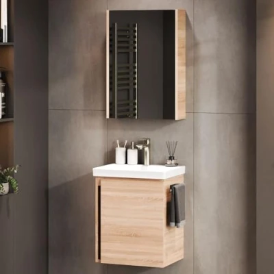 Abbildung von Planetmöbel Badmöbel Set Waschbeckenunterschrank mit Spiegelschrank 50cm, (Komplett Set, 3 St)