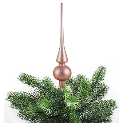 Abbildung von JACK Christbaumspitze Echt Glas 26 x 6 cm Matt Glanz Weihnachtsbaum Spitze Baumspitze Christbaumschmuck Deko, Farbe:Candy Pink