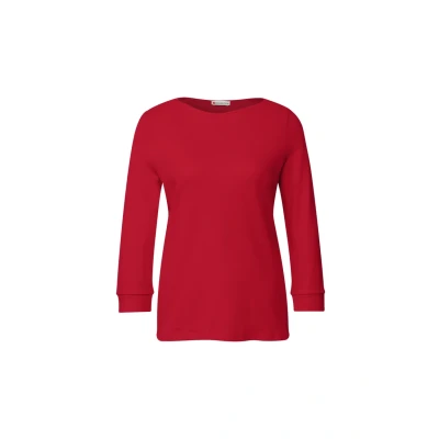 Abbildung von Street One Damen 3227440 Shirt mit U Boot Ausschnitt, Racing red, 42