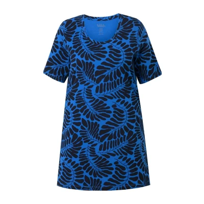 Abbildung von Ulla Popken FERN Print Short Sleeve Tshirt print, Damen, Größe: 58/60, Peacock blue