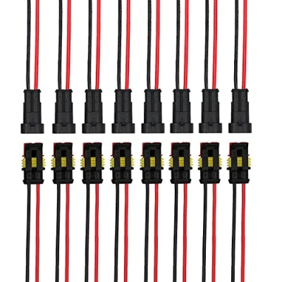 Abbildung von QitinDasen 8 Set 2 Polig Auto Wasserdichte Elektrische Steckverbinder, Versiegelte Kabelverbinder Stecker Steckdose Kit mit 16 AWG Vorverdrahtet, für LKW Boot