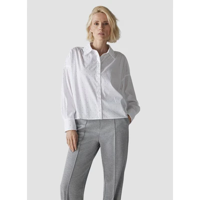Abbildung von LeComte Klassische Bluse in Weiß mit dezenten Glitzersteinen