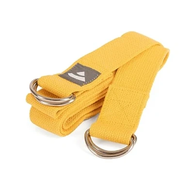 Abbildung von Bodhi Yogagurt 2 in 1, Baumwolle, m x 38 mm, Metallringe an beiden Enden, Yogamatten Tragegurt statt Tasche (safran)