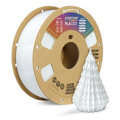 Abbildung von OVERTURE PLA Filament 1,75 mm Aufgerüstet, 1kg (2,2 lbs), Maßgenauigkeit +/ 0.02mm, für 3D Drucker (Kaltes Weiß)