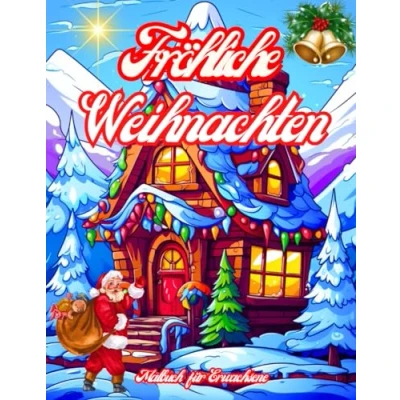 Abbildung von Fröhliche Weihnachten Malbuch für Erwachsene: Schöne Feiertagsdesigns Wunderschöne Weihnachtsszenen Illustrationen mit Weihnachtsbäumen, Ornamenten, Geschenken und mehr