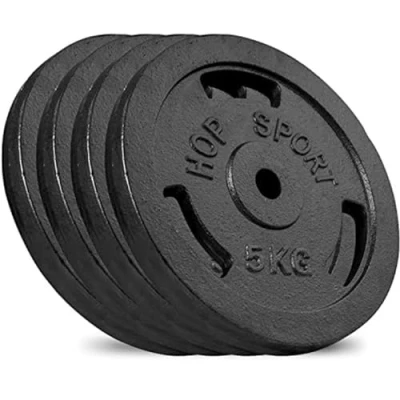 Abbildung von Hop Sport 20 kg Gusseisen Hantelscheiben 30mm Set 4 x 5 / 2 10 Guss Gewichte Hantel 30/31 mm Bohrung (4 kg)