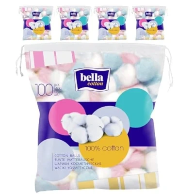 Abbildung von Bella Cotton bunte Wattebällchen, 5er Pack (5 x 100 Stück)
