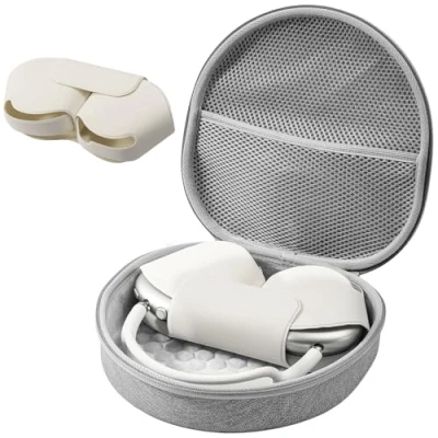 Abbildung von ProCase Kopfhörer Tasche Headphone Case für AirPods Max 2020 mit 2 Intelligenten Silikonabdeckungen, Reisetasche Tragetasche Headset Hülle Etui Hellgrau