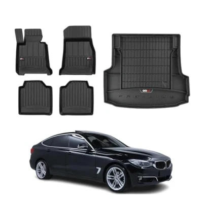 Abbildung von OMAC Fußmatten &amp; Kofferraumwanne Set kompatibel mit BMW 3er F34 2013 2020 Gummi Schwarz 5X