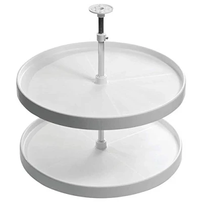 Abbildung von Gedotec 1 Set Vollkreis Schwenkbeschlag Höhe: 592 657 mm Drehteller höhen verstellbar mit Tablarboden für Eckschrank weiß Made IN Germany Küchenschrank Drehbeschlag Schwenk Böden