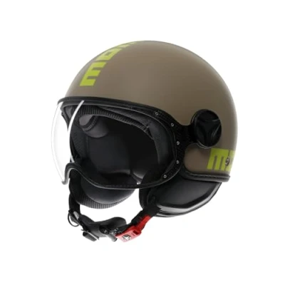 Abbildung von Momodesign FGTR Classic E2206 Jethelm, offener Motorradhelm und Scooter, für Damen Herren, Sandfarben, matt/Limette, Größe L