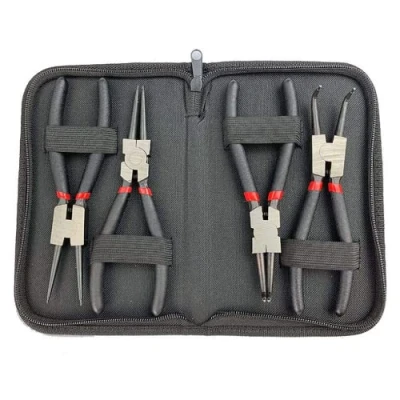 Abbildung von Emsmil 4 TLG 225mm Sprengringzangen Sicherungsringzangen Set Gebogen Gerade 9 Zoll Seegeringzange für Außensicherungsringe und Innensicherungsringe Rutschhemmend Sicherungszange