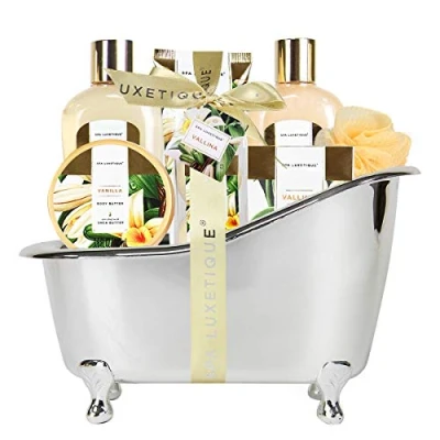 Abbildung von Spa LUXETIQUE Damen Bade Geschenkset Beauty Set für Frauen 8 tlg. Geburtstagsgeschenk Vanilleduft mit Deko Badewanne, Set, Wellness Frauen, Weihnachtsgeschenke