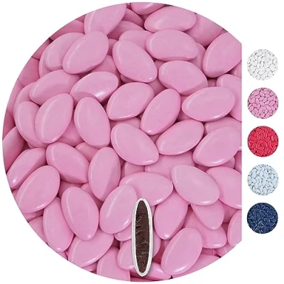 Abbildung von EinsSein 0,5kg Schokolinsen rosa glanz Gastgeschenke Hochzeit, Taufe, Kommunion, Konfirmation perfekt als Alternative für Schokodragees, Hochzeitsmandeln, Zuckermandeln, Nikah Sekeri auch