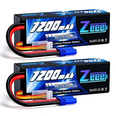 Abbildung von Zeee 3S Lipo Akku 11,1V 80C 7200mAh Hardcase Batterie mit EC5 Stecker für RC Car Truck Auto Boot LKW Truggy Hobby (2 Packungen)