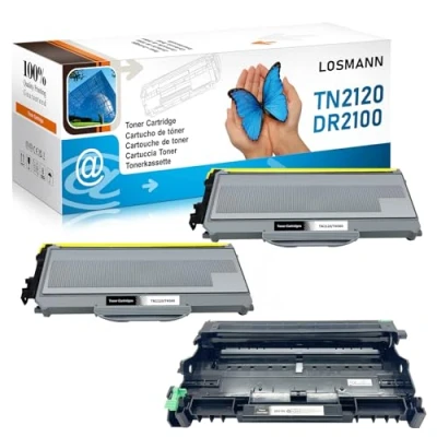 Abbildung von LOSMANN 2X Toner und 1x Trommel kompatibel für Brother TN2120 DR2100 DCP 7030 7040 7045N HL 2140 2150N 2170 2170W MFC 7320 7340 7440N 7840W (3 Pack)