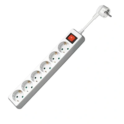 Abbildung von Goobay 51288 Steckdosenleiste mit Schalter / Mehrfachsteckdosenleiste 6 Steckdosen Schutzkontaktsteckdosen Berührungsschutz 3500 W 16 A 230 V Kabellänge 1,5m