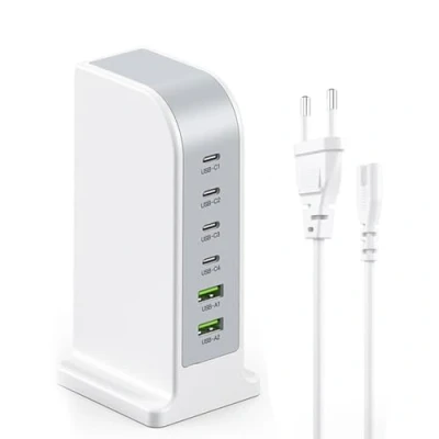 Abbildung von USB Charger, Ladestation C【4 C + 2 A】 Mehrfach ladegerät Adapter auf USB, 6 Port Schnellladegerät für iPhone/Samsung/Google/iPad/Smartphone